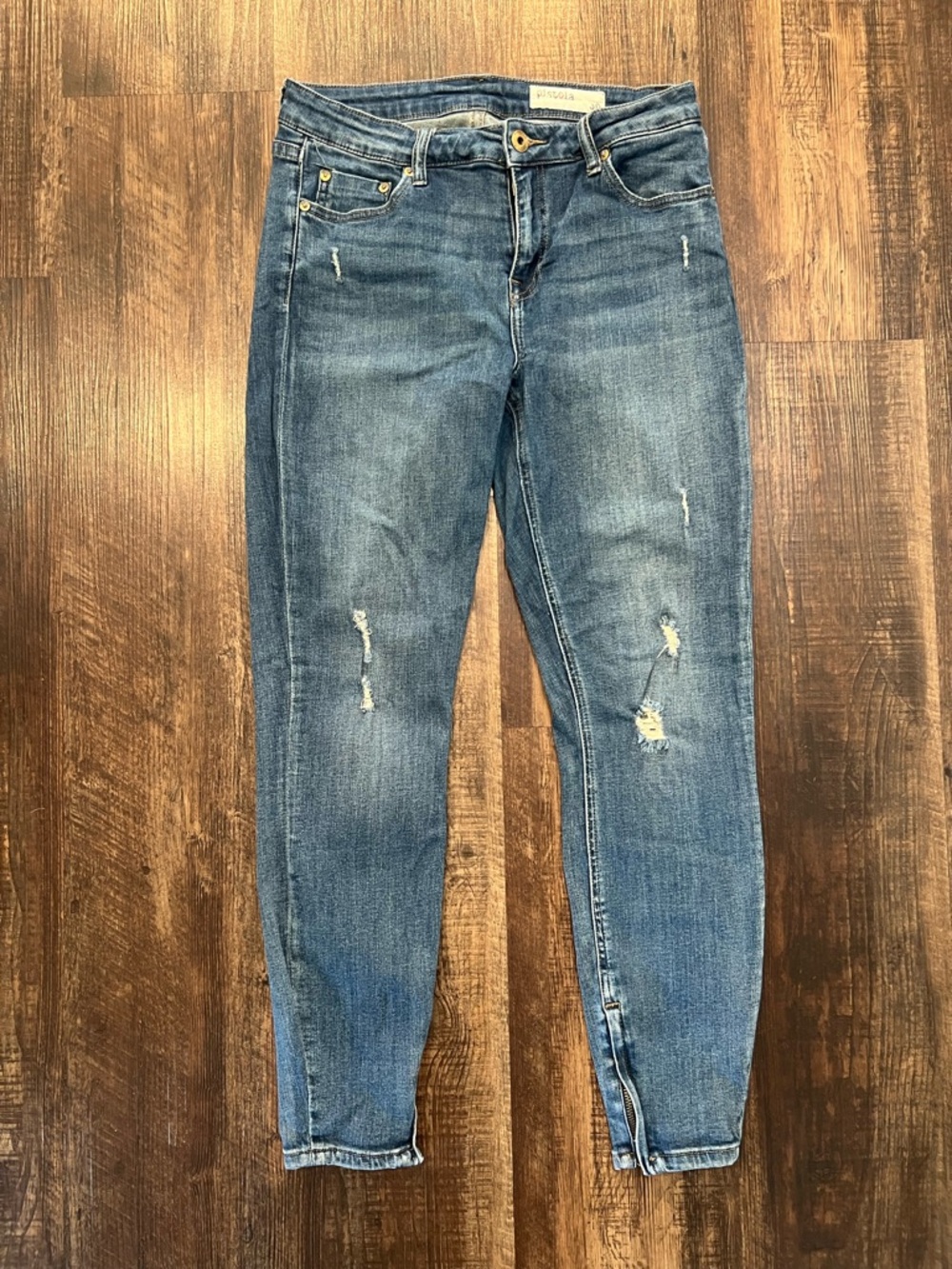 pistola Skinny Distressed Blue Jeans